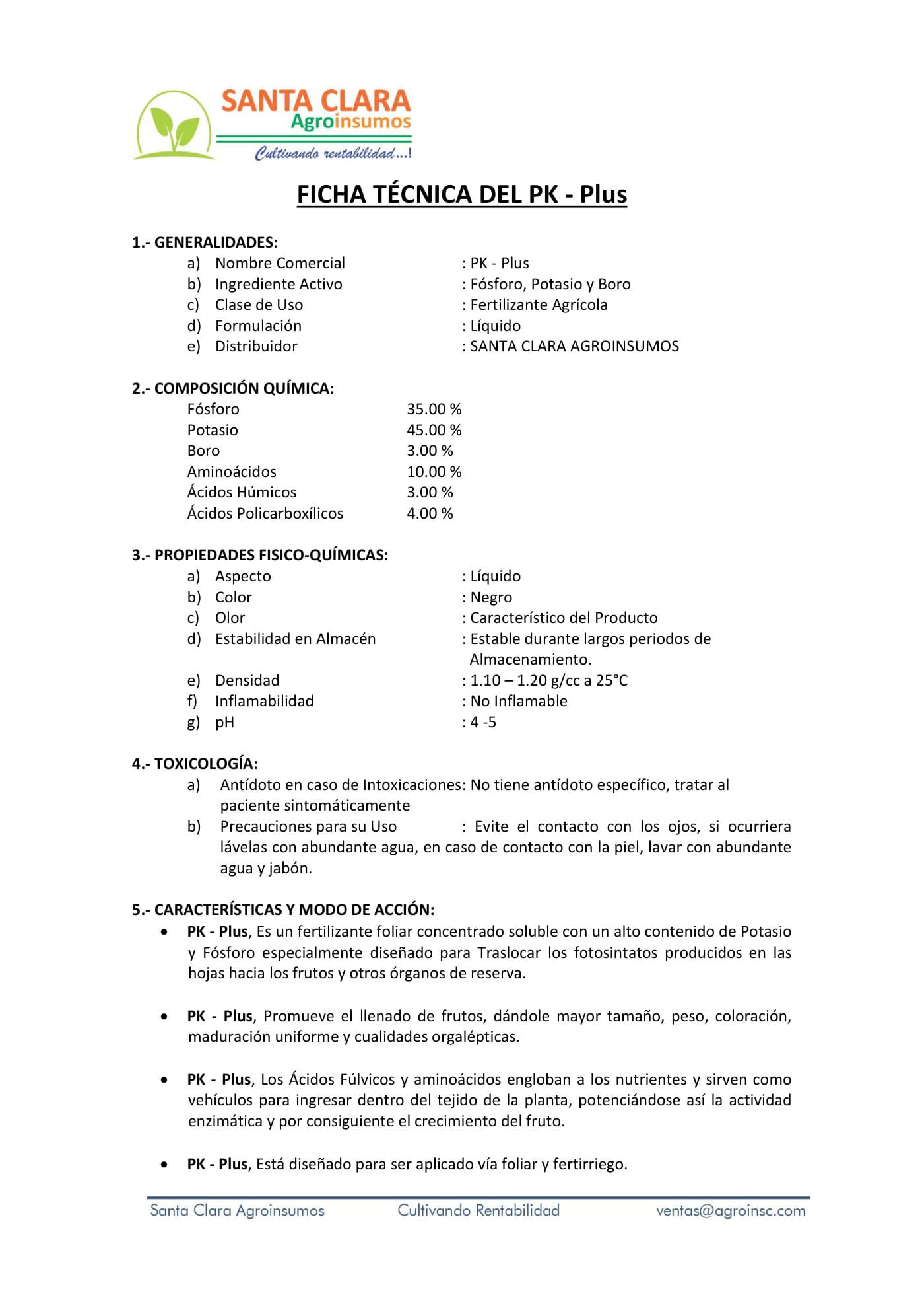 Ficha técnica · PK-Plus — página 1