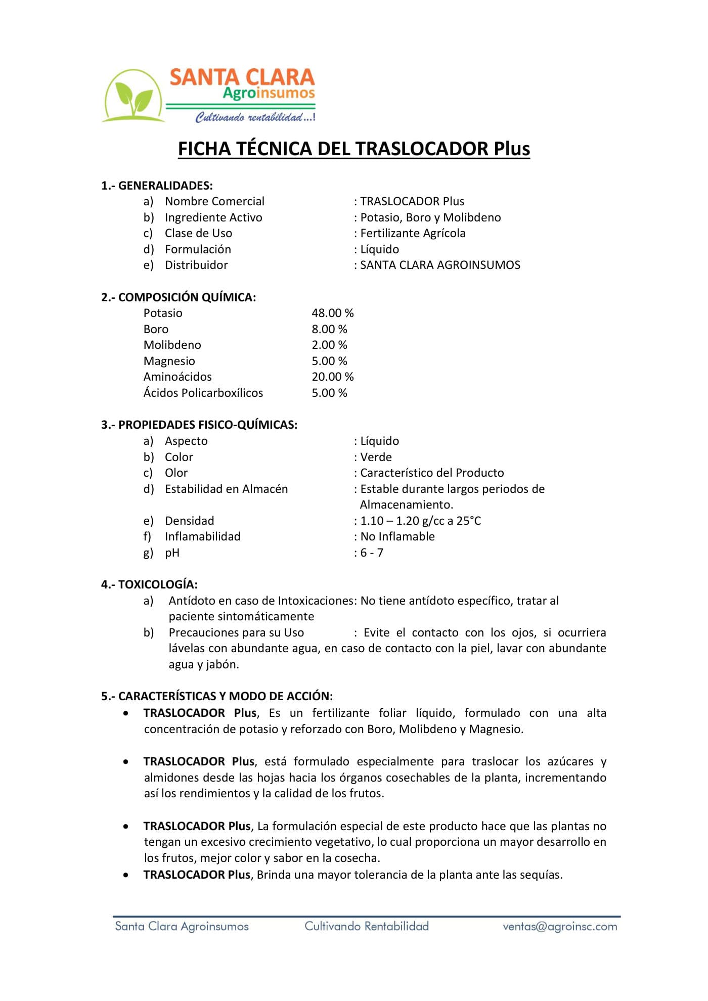 Ficha técnica · TRASLOCADOR Plus — página 1