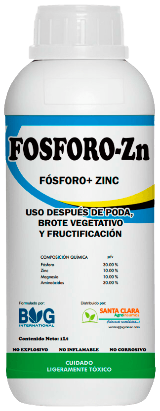 Envase de 1 litro de FOSFORO-Zn, fertilizante foliar con fósforo y zinc de Santa Clara