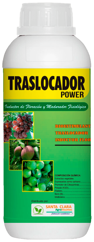 Envase de TRASLOCADOR Power, bioestimulante inductor de floración distribuido por Santa Clara