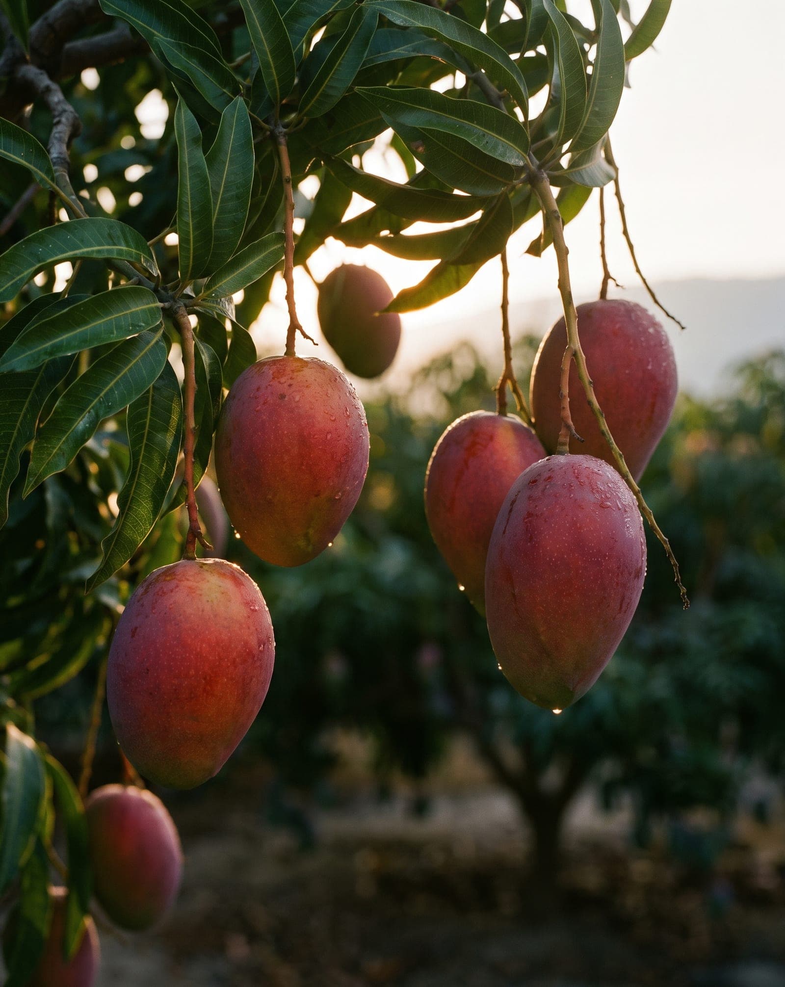 Mangos Kent en la rama, en un huerto del norte peruano